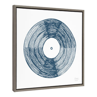Sylvie Record Blue Framed Canvas by kateandlaurel - product image 2 for Resin Society