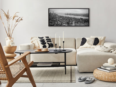 Sylvie Beaded New York No 1 Black and White Framed Canvas by Crystal Lynn Collins