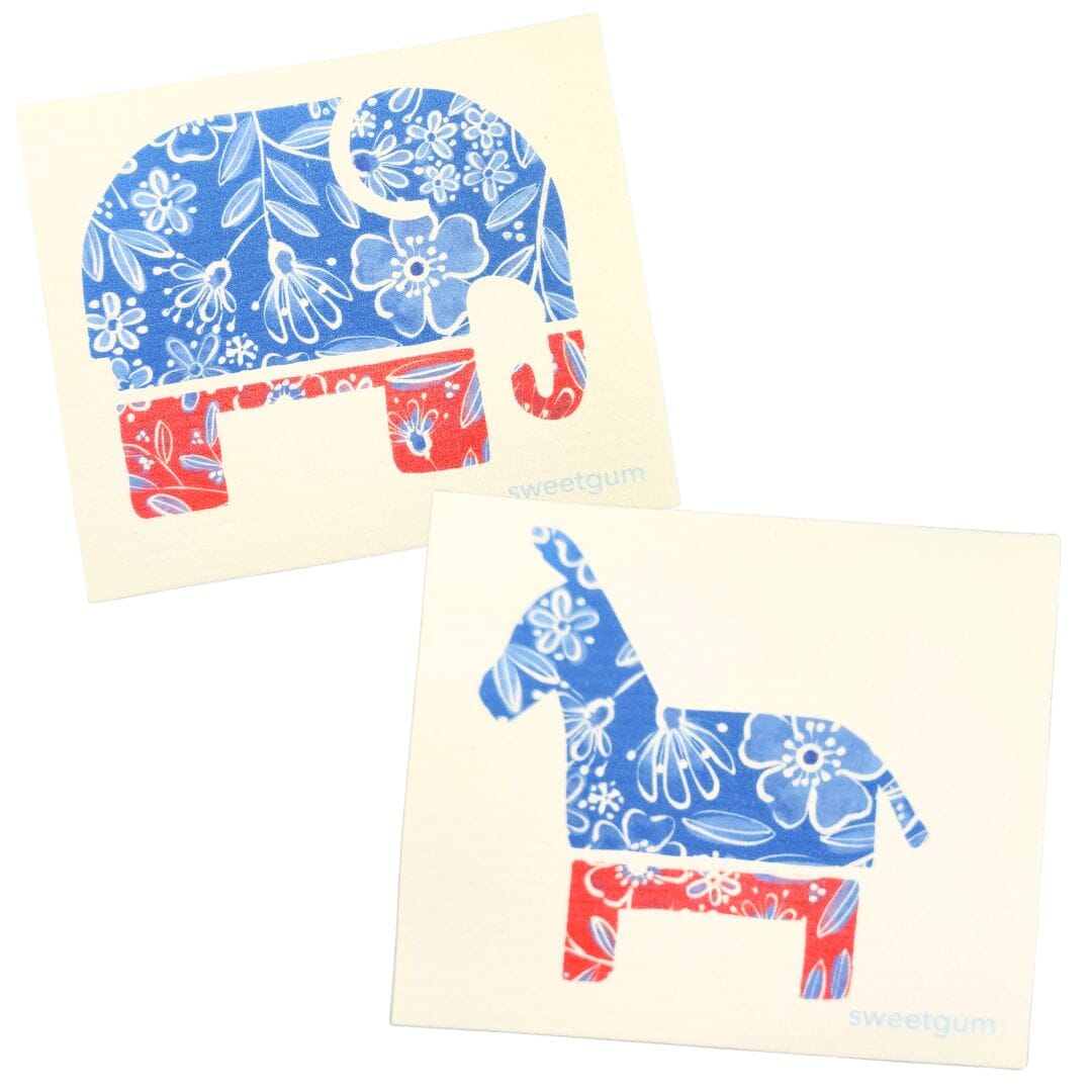 Bipartisan Donkey & Elephant Swedish Dishcloth Set by sweetgum home, LLC - main product image for Resin Society
