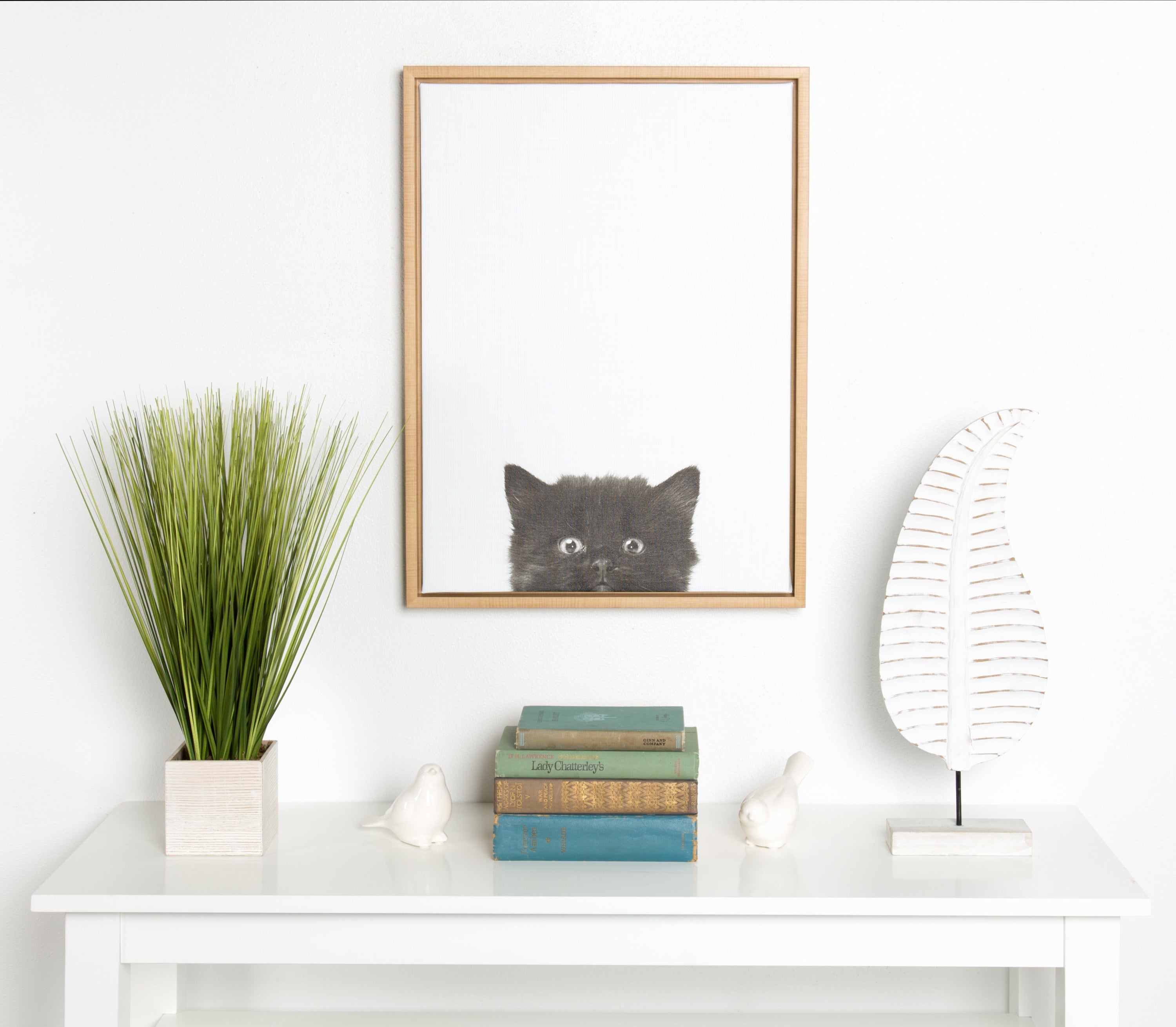 Sylvie Black Kitten Framed Canvas by Simon Te of Tai Prints by kateandlaurel - product image 4 for Resin Society
