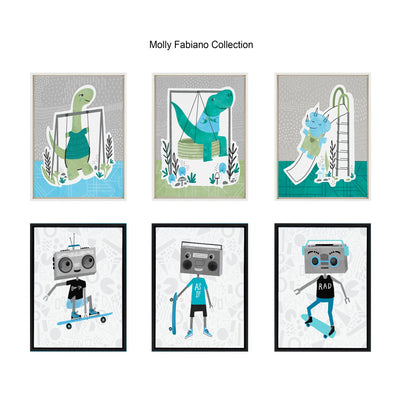 Sylvie Boom Box Boy 1 Framed Canvas by Molly Fabiano, Black 18x24 by kateandlaurel - product image 6 for Resin Society