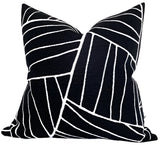 Jordan Woven Pillow Cover in Black showing woven texture and ivory backing