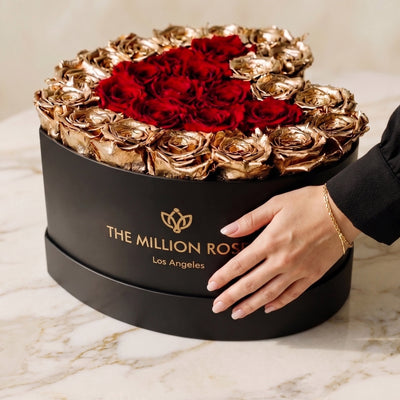 Heart Black Box | 24K Gold & Red Roses
