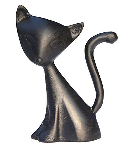 Black Vibhsa Cat Ring Holder showing curled tail and padded base
