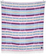 Hunaaneeká (Spring) blanket showing a blend of warm and muted tones draped indoors