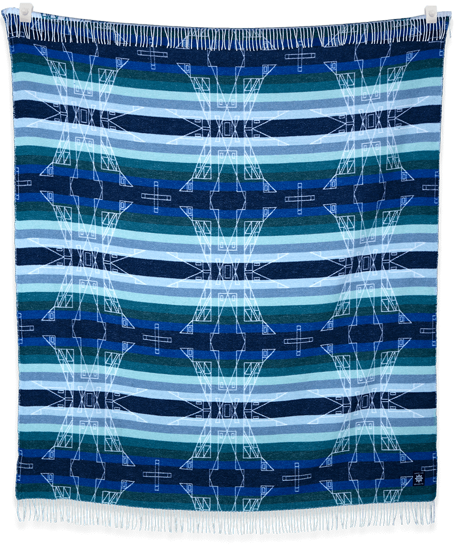PsíkAt (Winter) blanket showing layered warm neutral tones and geometric textile pattern by Lauren Good Day