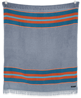 Camp Rapids blanket by Sackcloth & Ashes displayed folded and hanging, showing neutral tones and soft texture