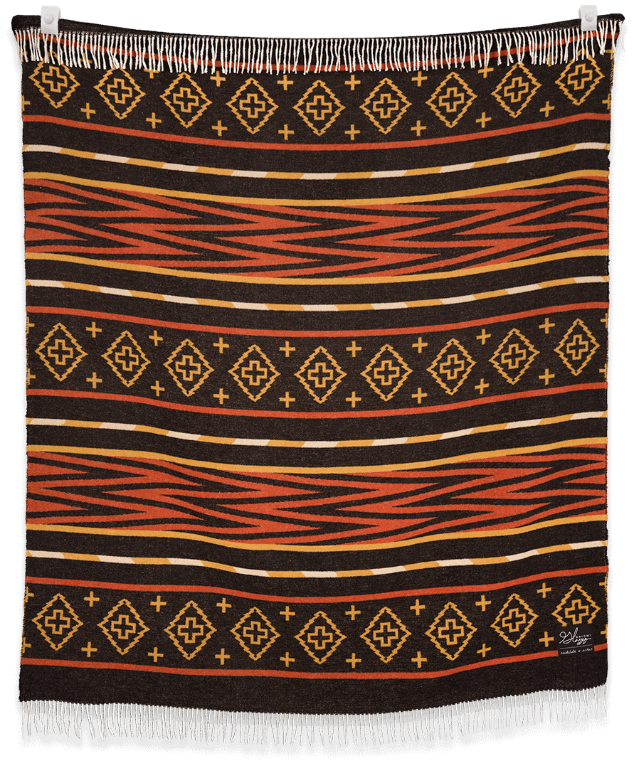 Legacy Rock Point blanket displayed flat, showing neutral geometric pattern and soft texture