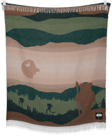 Star Wars Endor™ blanket showcasing forest moon design draped and styled in a living room setting