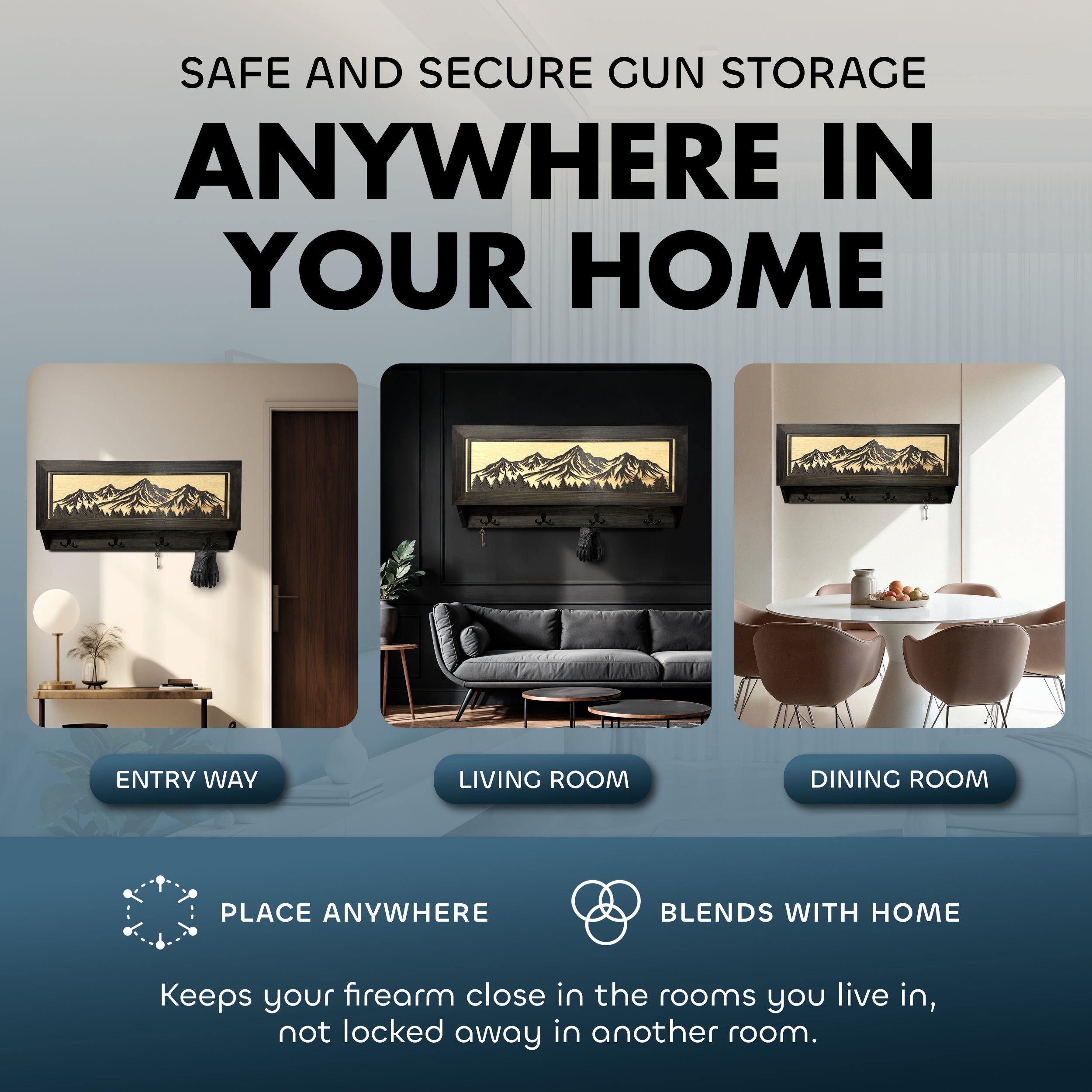 Mountain Scene Concealed Gun Storage Coat, Key, Bag Storage by Bellewood Designs - product image 2 for Resin Society