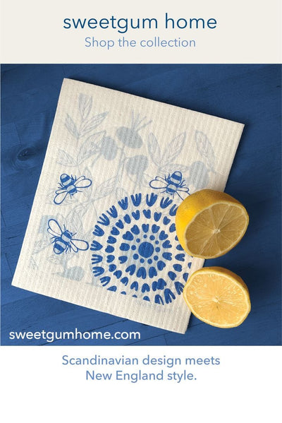 Bloom in Blue Swedish Dishcloth by sweetgum home, LLC - product image 3 for Resin Society