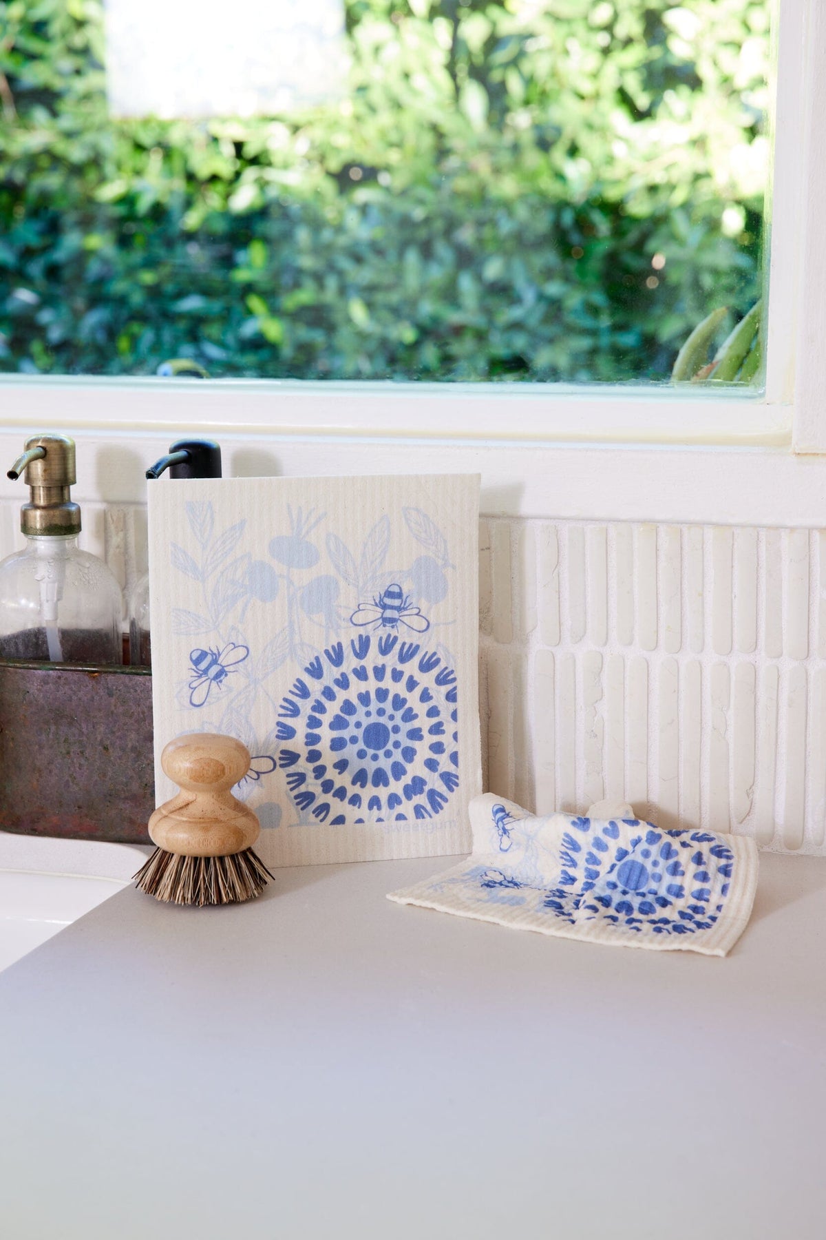 Bloom in Blue Swedish Dishcloth by sweetgum home, LLC - product image 2 for Resin Society