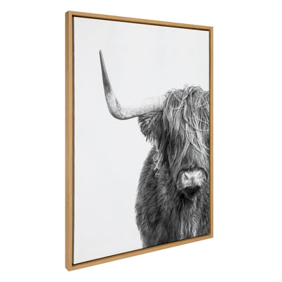 Sylvie B&W Highland Cow No. 1 Framed Canvas by Amy Peterson Art Studio