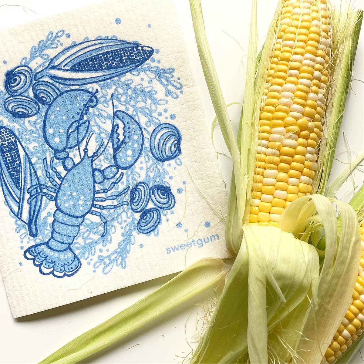 Blue Lobster Swedish Dishcloth by sweetgum home, LLC - main product image for Resin Society