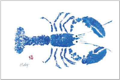 Blue lobster vinyl placemat with coastal design