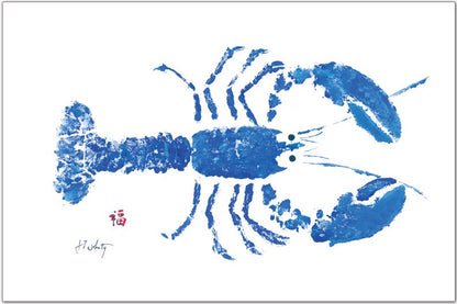 Blue lobster vinyl placemat with coastal design