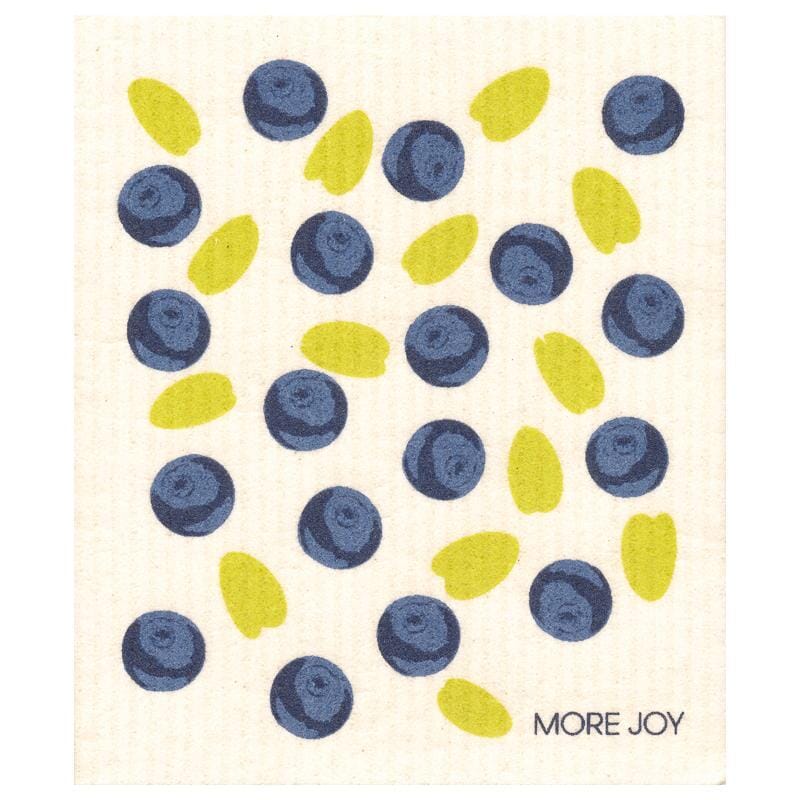 Blueberries Swedish dishcloth with blue and green pattern