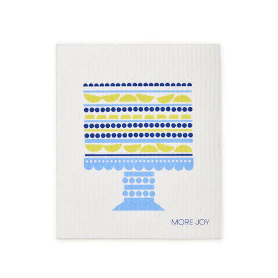 Blueberry Cake Swedish Dishcloth by sweetgum home, shown folded on a wooden surface