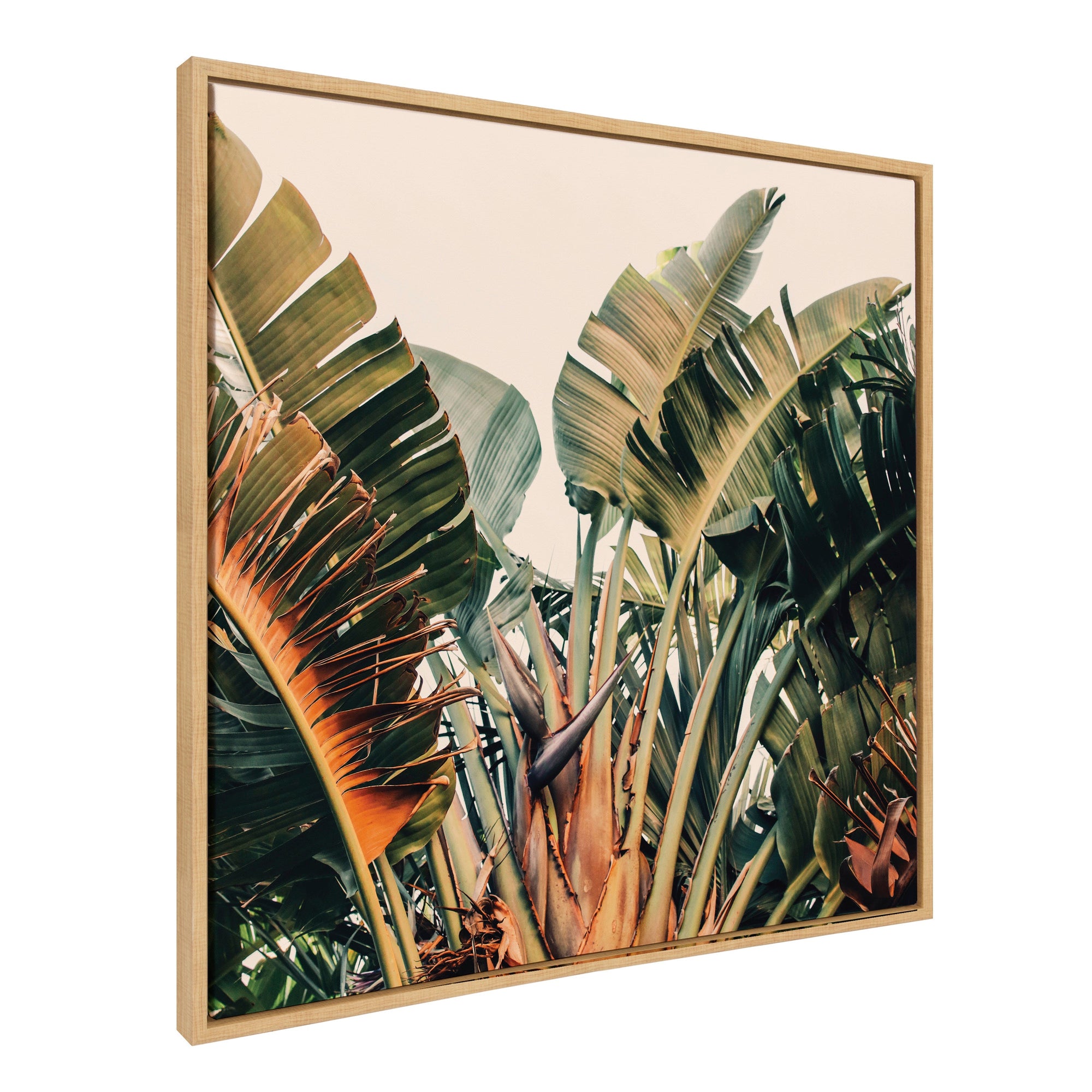Sylvie Hue 2 Framed Canvas artwork showing vibrant coastal palm trees