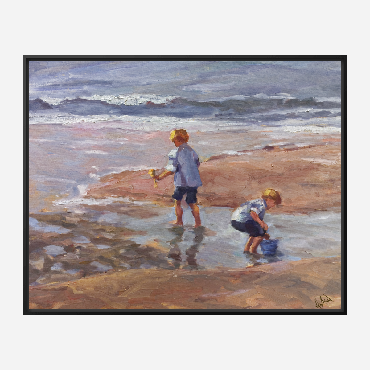 Boys on the Beach Artist Enhanced Canvas Print by John Beard Collection - product image 5 for Resin Society
