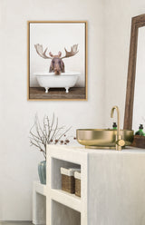 Sylvie Moose Rustic Bubble Bath Framed Canvas by kateandlaurel - product image 16 for Resin Society