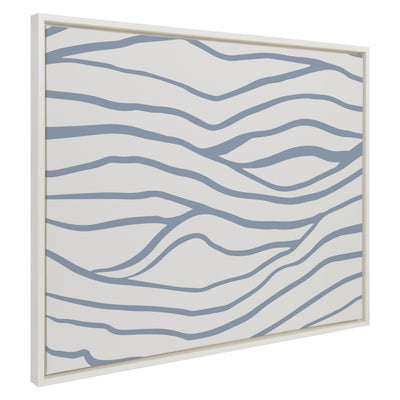 Sylvie Simple Elegant Coastal Waves Framed Canvas by The Creative Bunch Studio