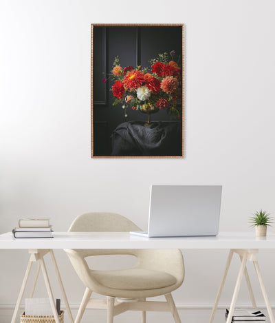 Sylvie Beaded Floral Study Black Offset Framed Canvas by Emiko and Mark Franzen of F2Images