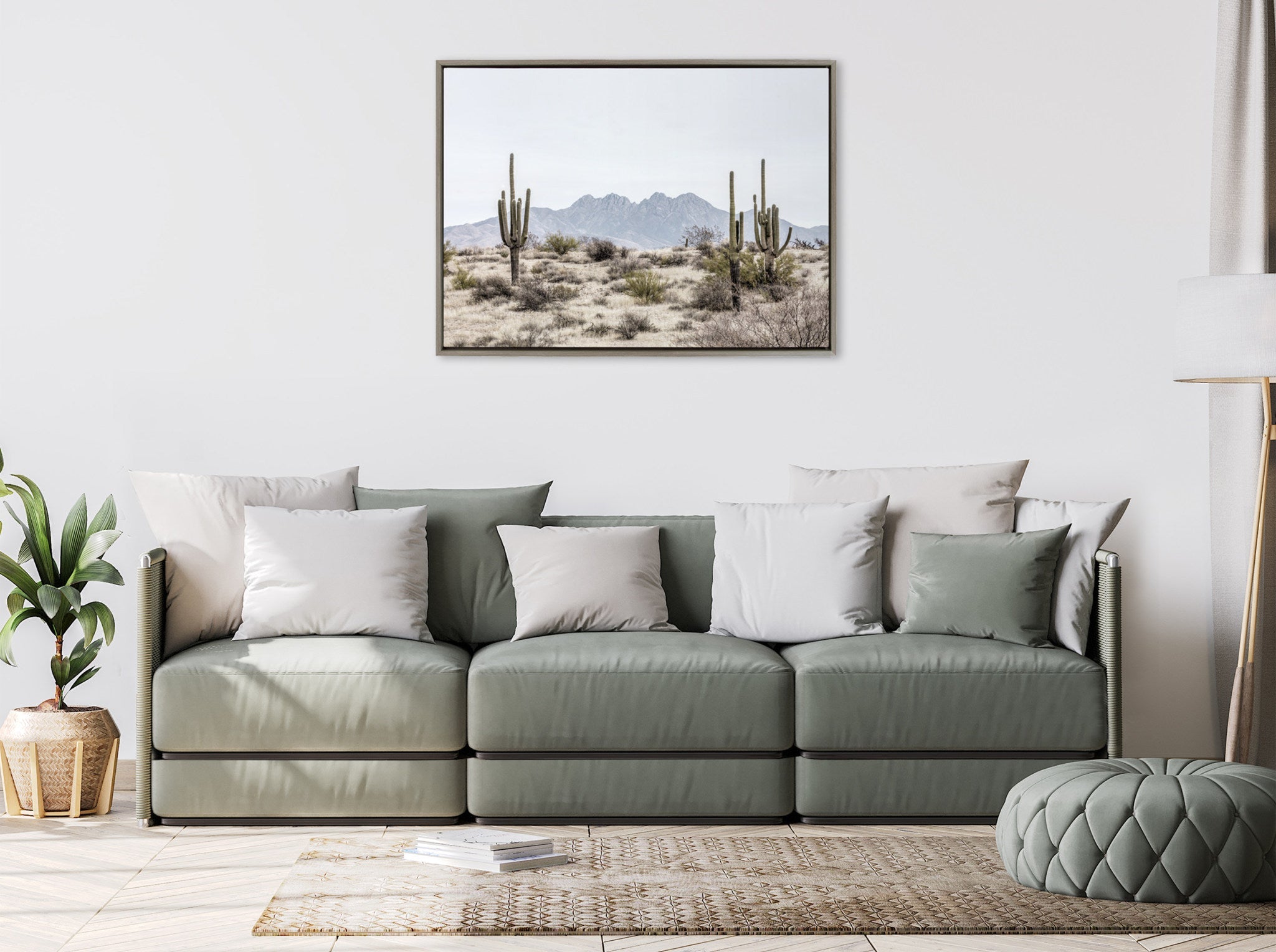 Sylvie Tall Saguaro Cacti Desert Mountain Framed Canvas by kateandlaurel - product image 7 for Resin Society