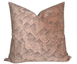 Brink Pillow Cover in Rose jacquard velvet front with ivory linen back