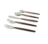Hammered Stainless Steel Flatware 20-piece set in brown with high gloss finish