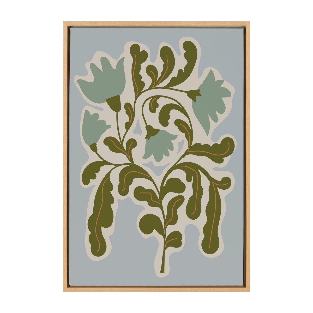 Sylvie Expressive Abstract House Plant Playful Blue Framed Canvas by kateandlaurel - product image 2 for Resin Society