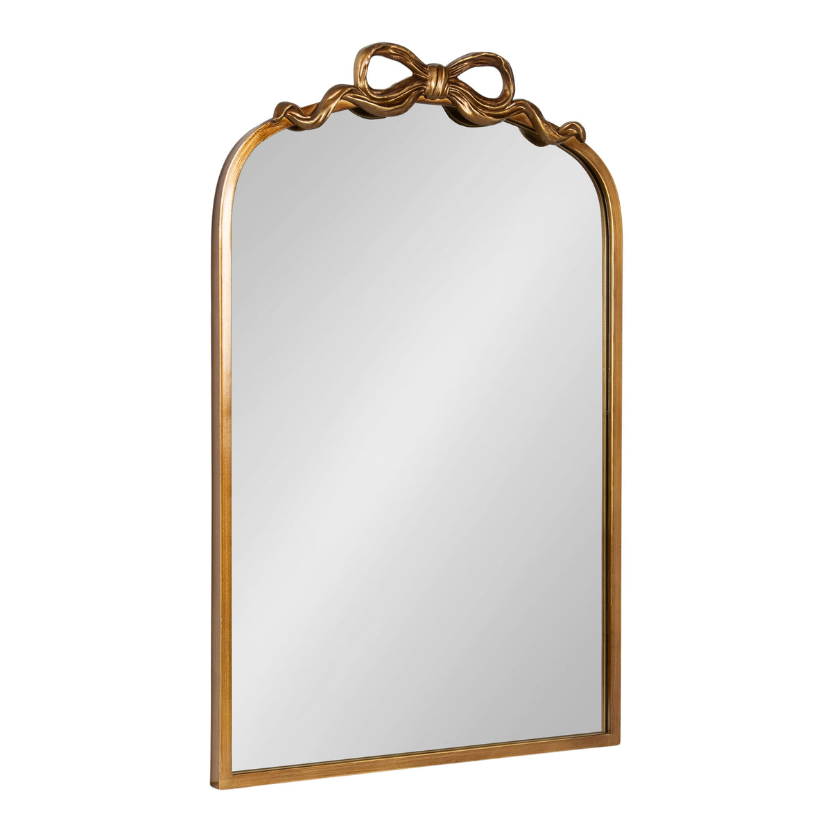Arendahl Ribbon Arched Mirror with ornate ribbon detail on top in arch shape, hanging on wall
