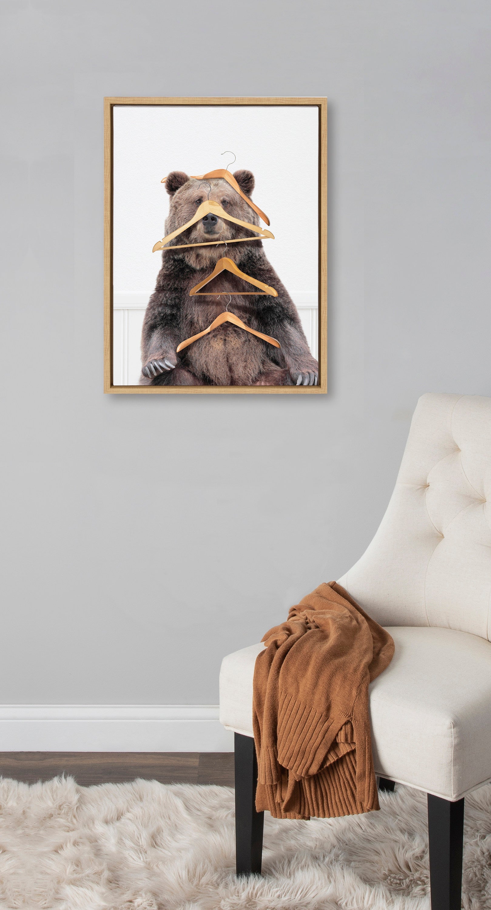 Sylvie Lets Hang Out Bear Framed Canvas by kateandlaurel - product image 4 for Resin Society