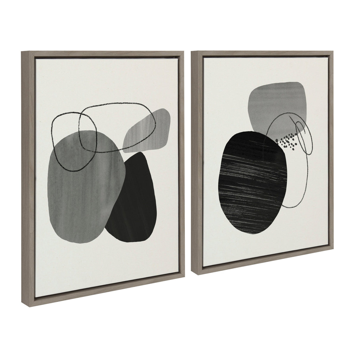 Sylvie 863 Abstract Rocks and 864 On The Rocks Framed Canvas Set by kateandlaurel - product image 2 for Resin Society
