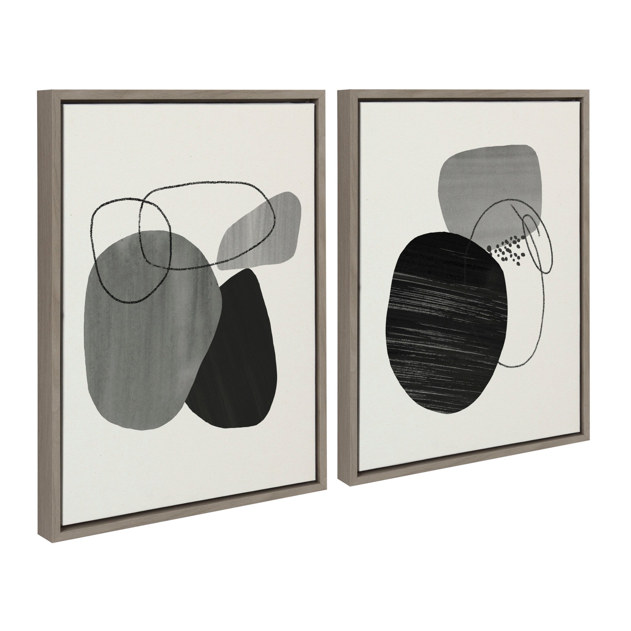 Sylvie 863 Abstract Rocks and 864 On The Rocks Framed Canvas Set by kateandlaurel - product image 2 for Resin Society