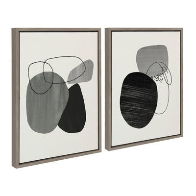 Sylvie 863 Abstract Rocks and 864 On The Rocks Framed Canvas Set by kateandlaurel - product image 2 for Resin Society