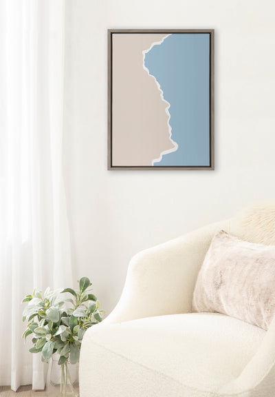 Sylvie Muted Abstract Landscape Beige and Blue Framed Canvas by kateandlaurel - product image 4 for Resin Society