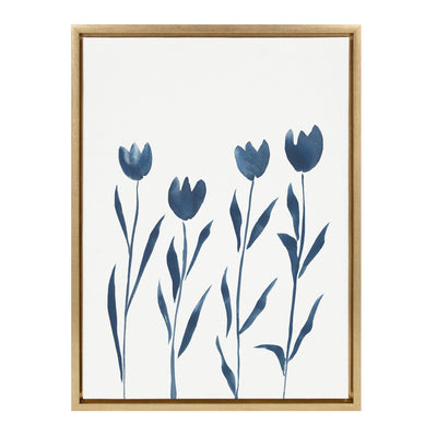 Sylvie Indigo Tulips on White Framed Canvas by kateandlaurel - main product image for Resin Society