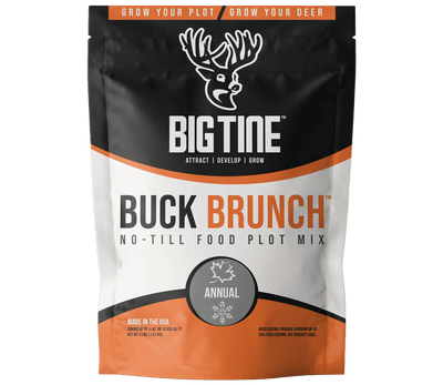 BIG TINE BUCK BRUNCH seed blend packaging and planting diagram