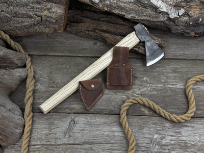 Bushcraft Axe Camping Hatchet with carbon steel blade and ash wood handle