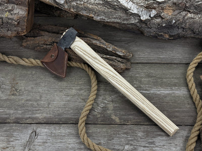 Bushcraft Axe Camping Hatchet with carbon steel blade and ash wood handle