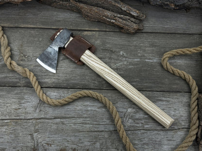 Bushcraft Axe Camping Hatchet with carbon steel blade and ash wood handle