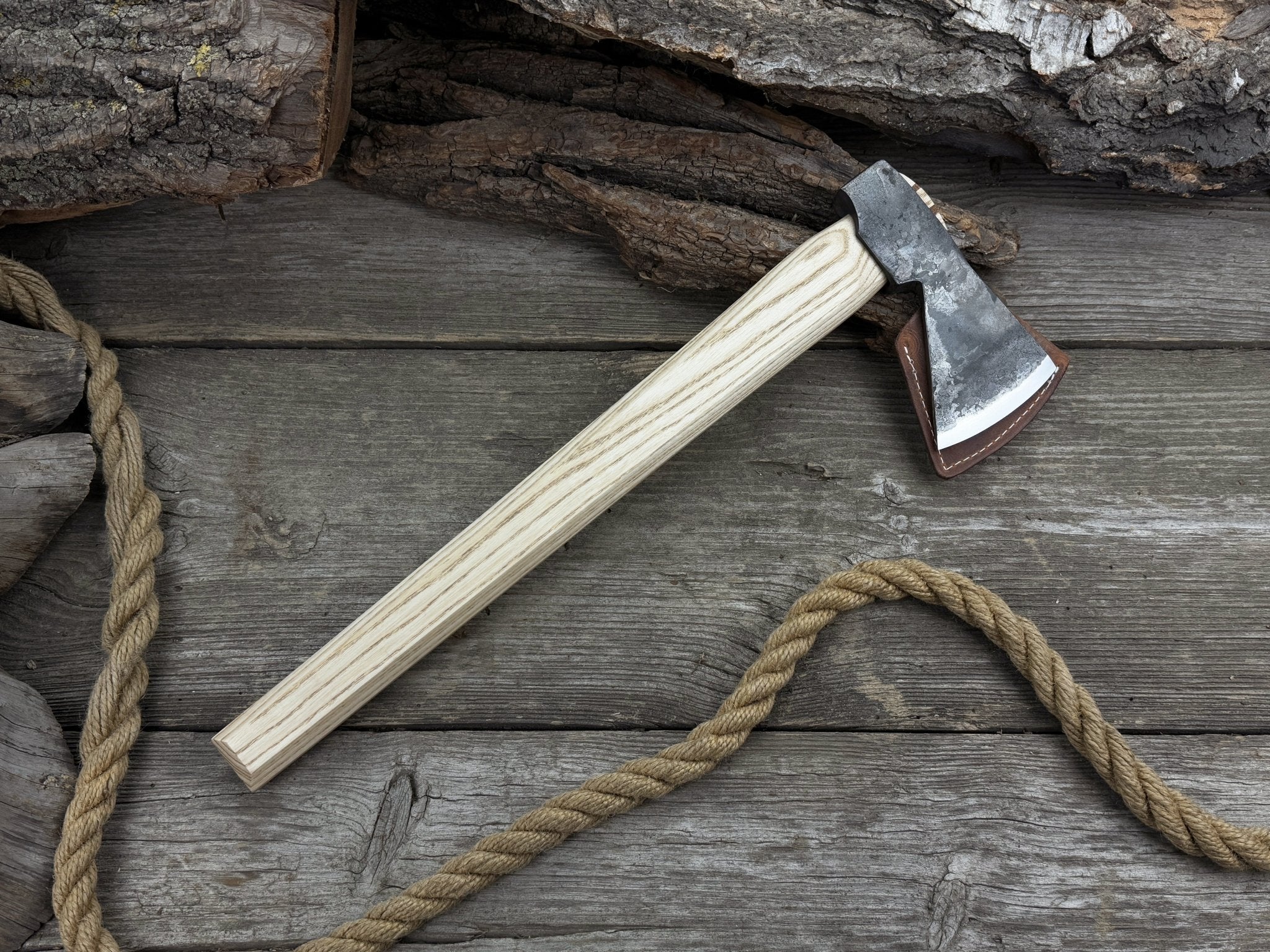 Bushcraft Axe Camping Hatchet with carbon steel blade and ash wood handle