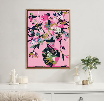 Sylvie Beaded Pinnacle Vase Framed Canvas by Inkheart Designs