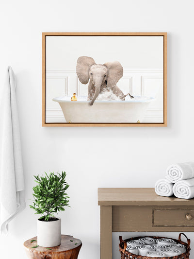 Sylvie Baby Elephant No4 In Bubble Bath Neutral Style Framed Canvas by kateandlaurel - product image 4 for Resin Society