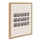 Sylvie Howdy Western Framed Canvas by Honey Island Studio showing bold 'Howdy' text with Western cowboy theme in Bright Gold frame