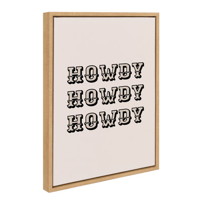 Sylvie Howdy Western Framed Canvas by Honey Island Studio showing bold 'Howdy' text with Western cowboy theme in Bright Gold frame