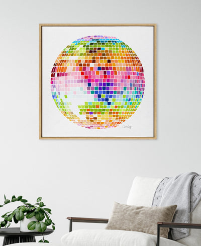 Sylvie Rainbow Disco Ball Framed Canvas by Cat Coquillette