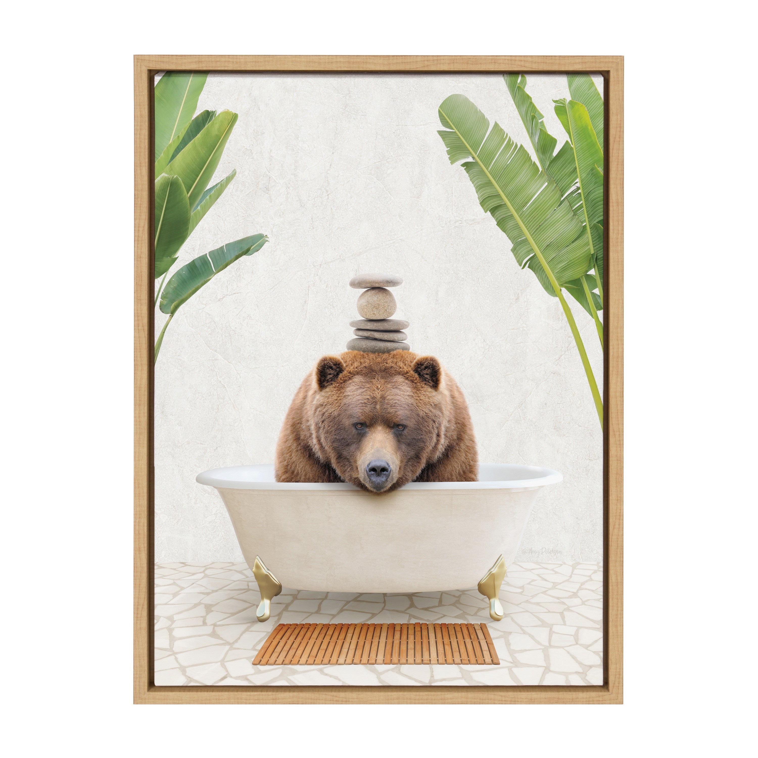 Sylvie Big Bear Bali Bath Framed Canvas by kateandlaurel - product image 8 for Resin Society