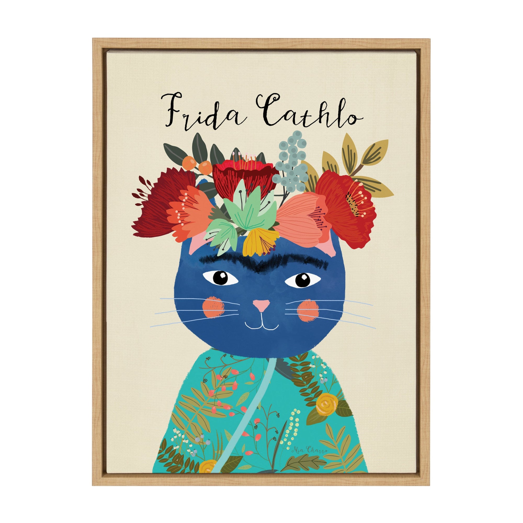 Sylvie Frida Cathlo Framed Canvas by Mia Charro by kateandlaurel - main product image for Resin Society